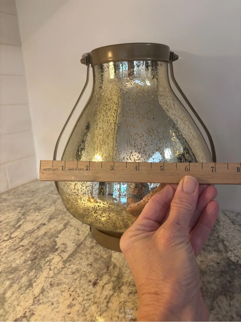 Metallic Gold Glass Lantern - Home Accents